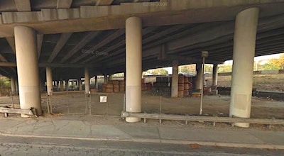 Google Maps Street View image of the storage area underneath I-85 at Piedmont Road. Image: Google, November 2016