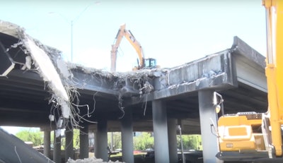 Georgia DOT demolition crews worked over the weekend to remove damaged portions of I-85 near Atlanta.