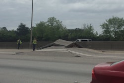 Pavement buckling upward caused a portion of I-20 West near Atlanta to be closed April 17. Photo: Tom Regan via Twitter