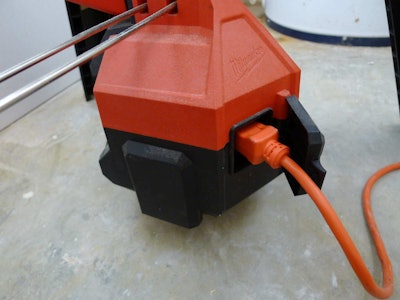 No battery, no problem. The Rocket can be powered by an extension cord, and when plugged into AC current it also recharges its own batteries.