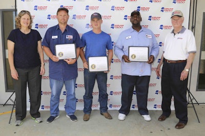 Backhoe Winners – Pictured from left: MDOT Executive Director Melinda McGrath; First place, Thomas Goode; Second place, Wade Peeples; Third place, Melvin Taylor; and, Transportation Commissioner Dick Hall.