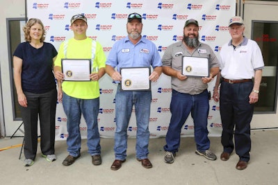 Bushhog Winners – Pictured from left: MDOT Executive Director Melinda McGrath; First place, Nathan Perkins; Second place, Steve Tackitt; Third place, Vincent Necaise; and, Transportation Commissioner Dick Hall.