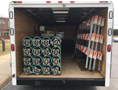 The new Otsego County traffic incident management trailer equipment list includes 42-inch cones, a variety of signs with stands, safety vests, a detour map for Otsego County, and a copy of the I-75 freeway closure plan, among other things. (Michigan DOT)