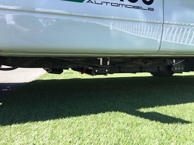 A lower center of gravity improves the truck’s handling in corners, but batteries reduce ground clearance by about an inch versus a stock F-150 from the same model year.