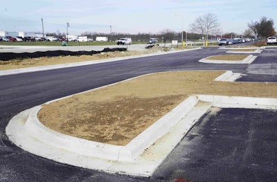 Curbs, gutters and ‘islands’ placed by Fox’ SP 15i using AutoPilot.