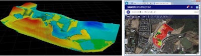 3D Site condition data and sample of KomConnect screen. Credit: Komatsu