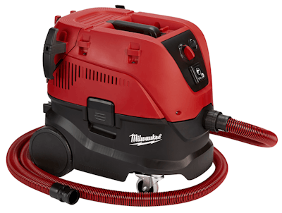 Milwaukee’s new 8-Gallon Dust Extractor is designed to work with a variety of attachments to remove silica dust from work sites while drilling, grinding and breaking.