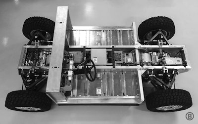 Bollinger’s all-aluminum chassis weighs 295 lbs.