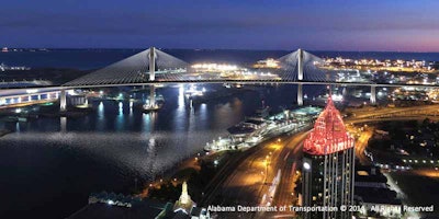 A rendering by the Alabama Department of Transportation of the future I-10 Mobile River Bridge.