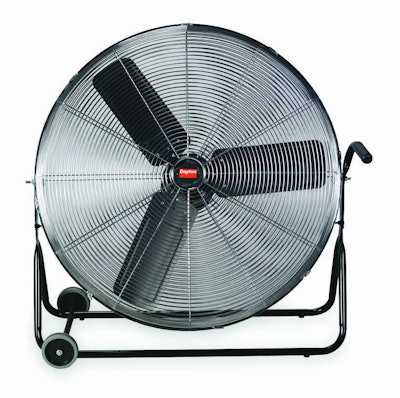 First line of defense: engineering controls, such as fans, like this Dayton Light Commercial Air Circulator from Grainger.