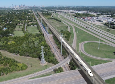 Artist’s concept of the Texas bullet train that would link Houston to Dallas-Fort Worth.