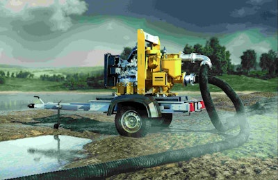 Atlas Copco’s PAS dewatering pump on an open trailer.