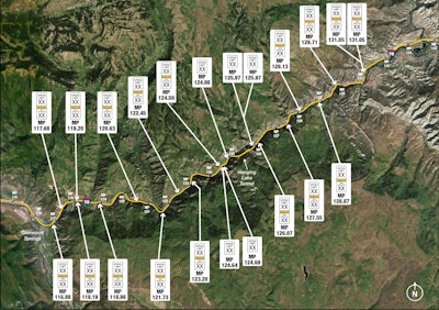 Twenty-two variable speed limit signs, along with three weather stations, will be placed on the I-70 Glenwood Canyon corridor. The signs with two “XX” will show separate speed limits for passenger vehicles and heavy vehicles. The signs with single “XX” will show only one speed limit.