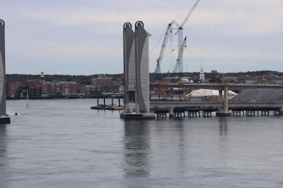 The new Sarah Mildred Long Bridge awaits its new lift span.