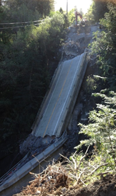 The Pfeiffer Canyon Bridge in Big Sur was damaged in last winter’s landslides. Photo courtesy of Caltrans