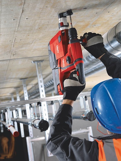 TE 6-A36 drilling in concrete with 5.2Amp battery w/ DRS.
