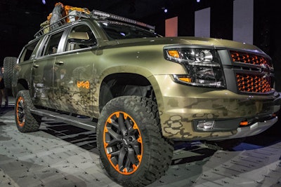 Chevy unveiled this Luke Bryan-designed Suburban at a pre-SEMA event Monday night. The SUV/pickup hybrid concept is built with outdoors enthusiasts in mind. Photo: Wayne Grayson