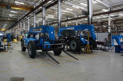 New telehandlers roll off Genie’s assembly line October 17 in Oklahoma City. Photo by Don McLoud