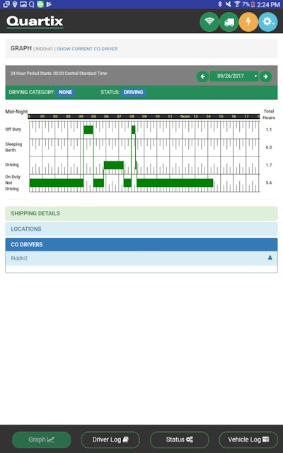 Quartix Electronic Logging Graph