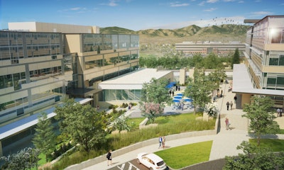 This rendering shows the future second building at Trimble’s Colorado campus.