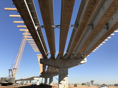 A view from underneath the new flyover bridge at the I-10 interchange in Phoenix. Source: Arizona DOT