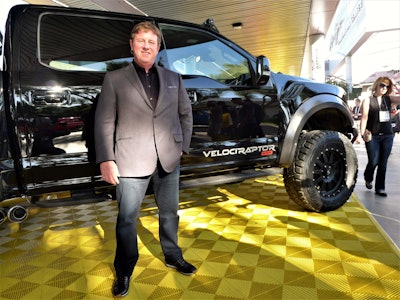 John Hennessey and his 605 horsepower Velociraptor 6X6. Photo: Tom Jackson