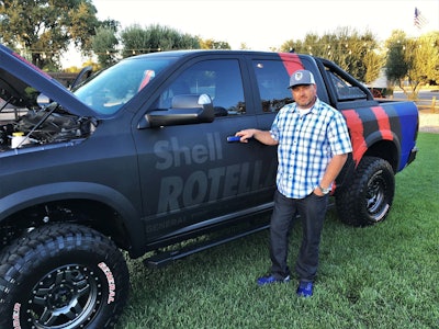 Tommy Pike of Tommy Pike Customs with the Ram 1500 Rebel he designed for Shell Lubricants. Photos: Tom Jackson