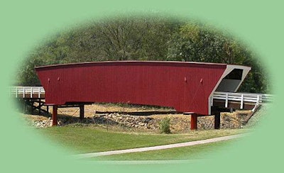 Cedar Covered Bridge, in 2004 and after it was burned in April 2017.