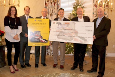 Wacker Neuson presents Fisher House with a donation of more than $111,000 on behalf of dealer AGF Machinery in Dothan, Alabama, which outbid dozens of dealers to help with the cause. Representing Fisher House Wisconsin, (left to right), is Jennifer Kiefer, Fisher House manager; Dr. Dan Zomchek, VA Medical Center director; Curtiss Peck, Fisher House executive director; Andrew Roberts, Fisher House president. Representing Wacker Neuson: Johannes Schulze Vohren; regional president; and Jason Oglesby, director of technical service and aftermarket.