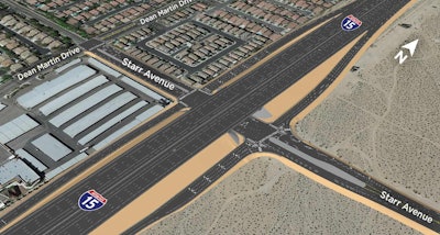 An aerial rendering of the future I-15/Starr Avenue interchange courtesy of the Nevada DOT