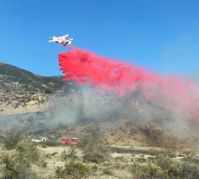 Myers Fire: Air tankers make drops over San Bernardino fire. Photo: Cal Fire