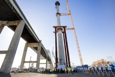 “Topping out” ceremony celebrates completion of towers for new Port of Long Beach bridge. Photo courtesy of Port of Long Beach.