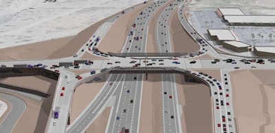 An artist’s rendering of a $40 million project on Interstate 19 at Ajo Way in West Tucson, Ariz. Construction is wrapping up for the first of two projects at the interchange.