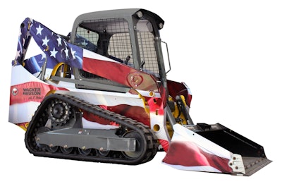 This Wacker Neuson compact track loader was auctioned to dealers to raise money for a VA Hospital charity house in Milwaukee. The winner, AGF Machinery, is now displaying it in Alabama, where half of the rental proceeds will go to local veterans services.