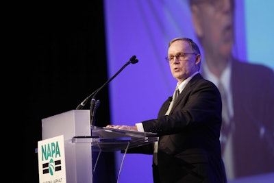 Chairman Craig W. Parker speaking at the NAPA 2018 annual meeting in San Diego on Monday, Feb 12, 2018. Photo by Gary Fong/Genesis Photos for NAPA
