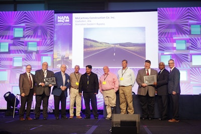 McCartney Co. Company and Alabama DOT getthe Sheldon B. Hayes award at the NAPA 2018 Annual Meeting in San Diego on Wednesday, Feb 14, 2018. Photo by Gary Fong/Genesis Photos