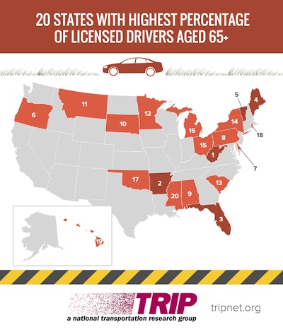 Older Driver Trip Infographic Percentage Drivers 65 Map
