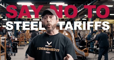 Screenshot of an ad produced by the Association of Equipment Manufacturers encouraging President Trump to ‘just say no’ to steel tariffs.