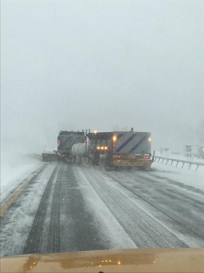 A tow plow in action