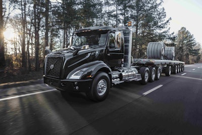 On flat roads at highway speed, Volvo’s heavy-haul software changes the engine parameters to a low-torque curve to save fuel. Hit an incline and it automatically changes back to a high torque setting.