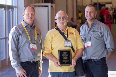 Top winner in the Western Region is Hub Construction Specialities. Shown, from left: Rob Minnich of Minnich Manufacturing, Joe Crance of Hub Construction Specialties, Mike Rabideau of Minnich Manufacturing.