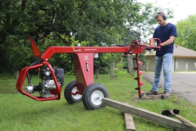 Little Beaver’s Towable Hydraulic Earth Drill keeps the pressure on the wheels and the drill, not on the operator’s back.