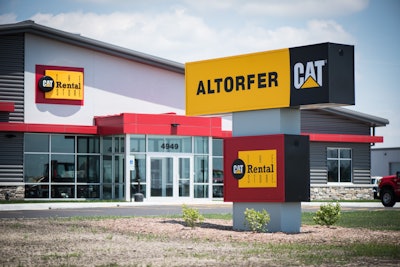 Altorfer Cat Rental storefront and sign