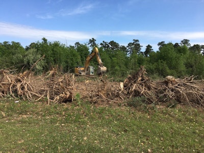 Field-clearing and grubbing occurs in April to make way for a new section of the SH 99 Grand Parkway between U.S. 59/69 North and Loop 494.