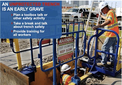 Unprotected Trench on Work Site