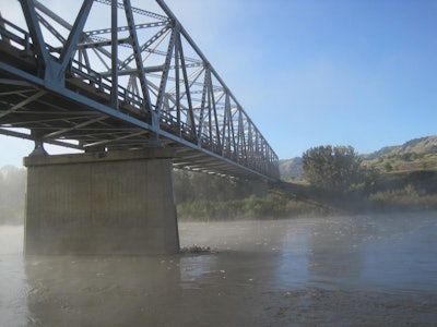 The Long X Bridge over the Little Missouri River in McKenzie County, North Dakota. Credit: Brent Hanson, USGS