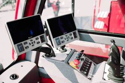 Inside the Manitowoc MLC100-1's operators cab
