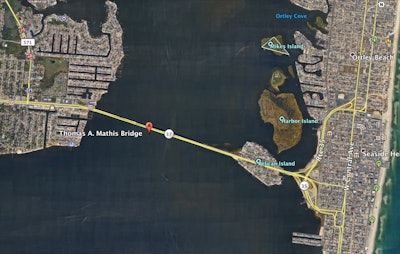 Thomas A. Mathis Bridge. Google Earth screen shot.