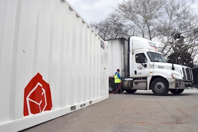 enviro cube fuel tank filling up holland truck