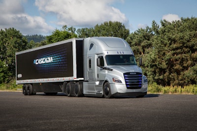 Freightliner’s battery electric eCascadia truck.